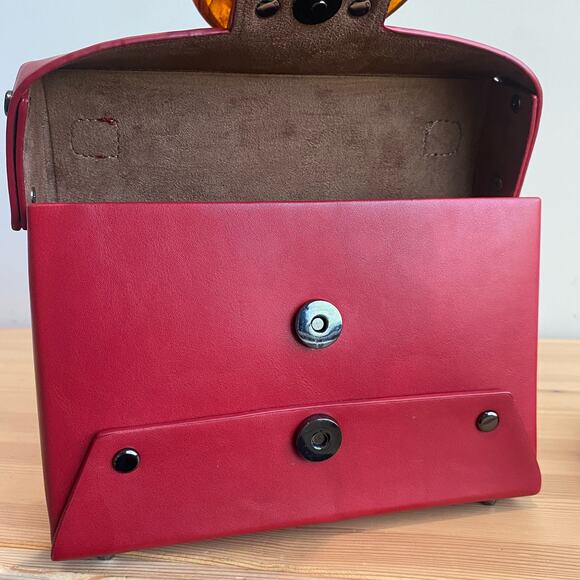 Like Dreams Agatha Mini Vegan Leather Structured Satchel Bag Red - Picture 3 of 16